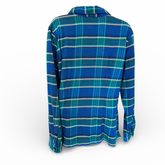 Patagonia Fjord Organic Cotton Blue Plaid Flannel Button Down Shirt.‎ Women’s 10 - Picture 2 of 6